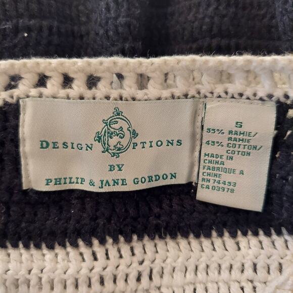 Design Options Knit Novelty Sweater Cardigan Small Ribon Detail Cottage Stripe - Picture 7 of 9